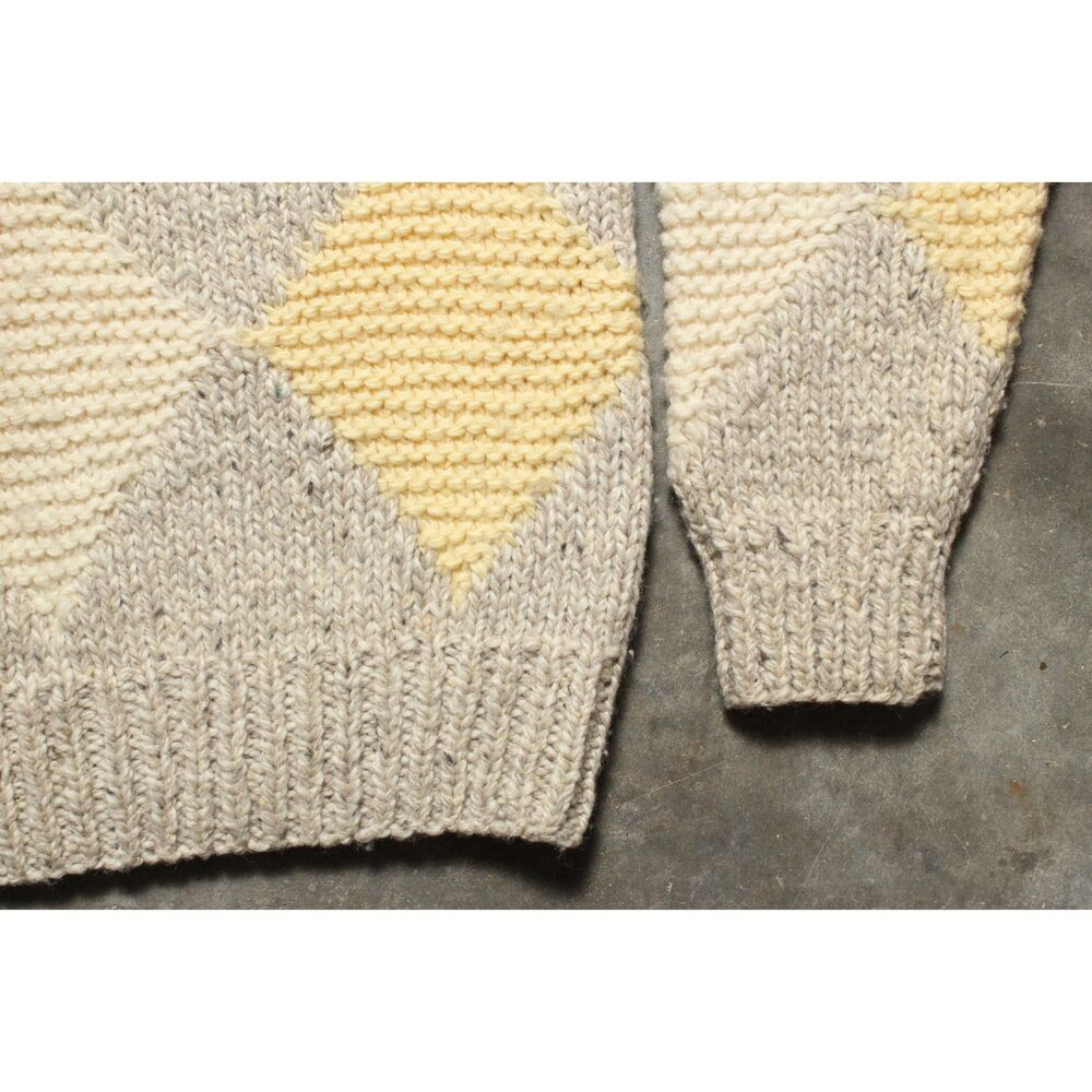 Vintage 90's Liz Claiborne Hand Knit 100% Wool Chunky Knit Sweater - Medium - Picture 3 of 5